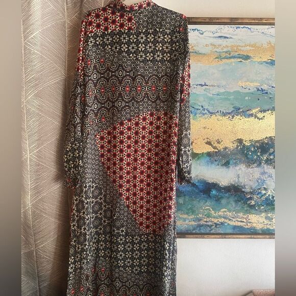 Johnny was multicolored long dress with belt of the same fabric size XS - Picture 14 of 15
